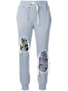 Miharayasuhiro Distressed Track Pants, Women's, Size: 40, Grey, Cotton