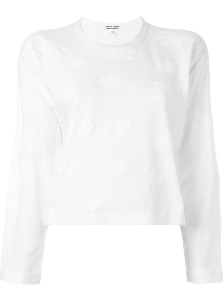 Comme Des Garçons Comme Des Garçons Embossed Flower Fine Knit Jumper, Women's, Size: M, White, Cotton