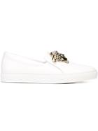 Versace Medusa Slip-on Sneakers, Women's, Size: 41, White, Leather/metal Other/rubber