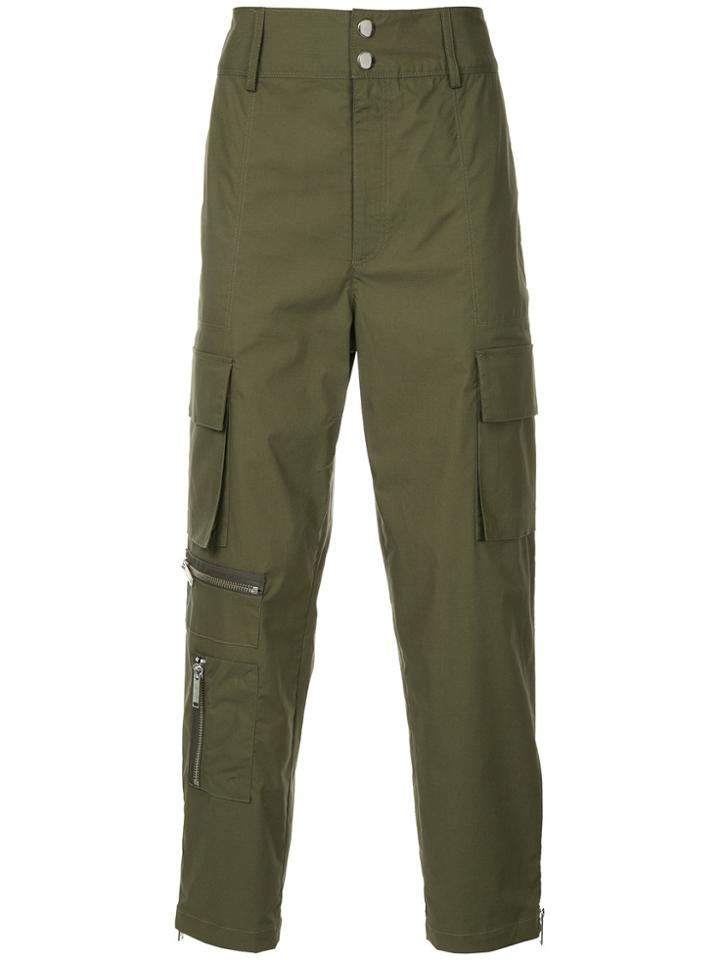 Public School Fitted Cargo Trousers - Green