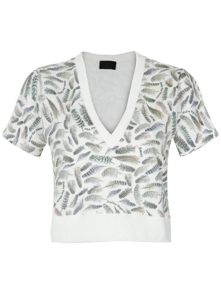 Andrea Bogosian Printed Cropped Top - White