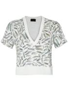 Andrea Bogosian Printed Cropped Top - White