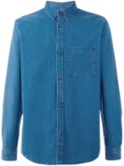 A.p.c. Denim Button Down Shirt, Men's, Size: Xl, Blue, Cotton
