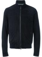 Herno Zip Front Leather Jacket, Men's, Size: 58, Blue, Lamb Skin/polyester/modal/spandex/elastane