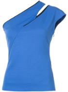 Mugler - One-shoulder Slash T-shirt - Women - Spandex/elastane/viscose - 40, Blue, Spandex/elastane/viscose