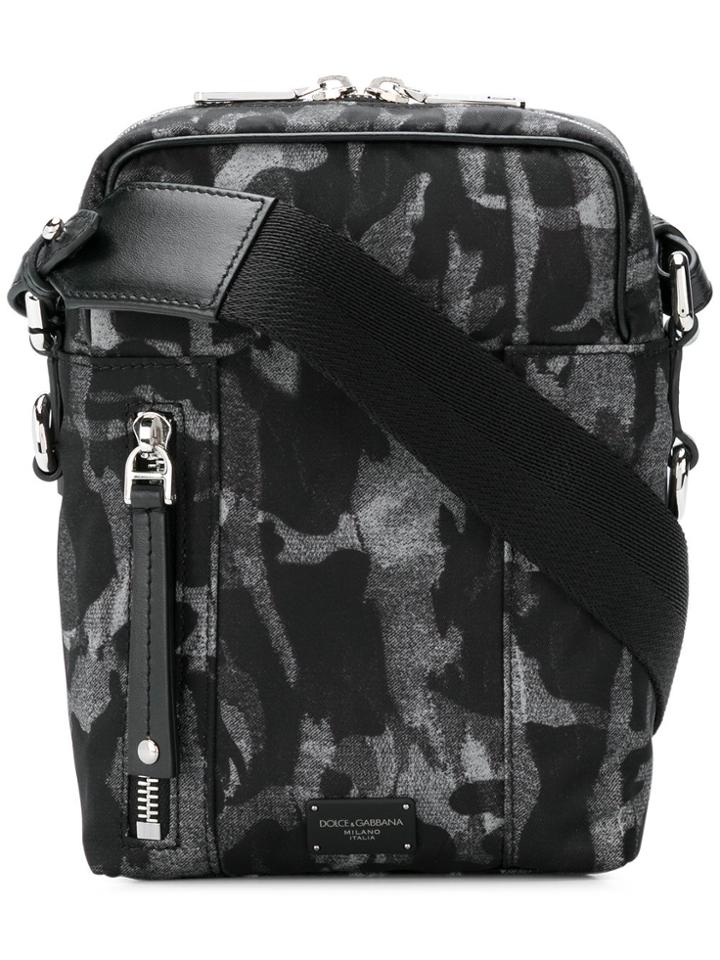 Dolce & Gabbana Printed Messenger Bag - Black