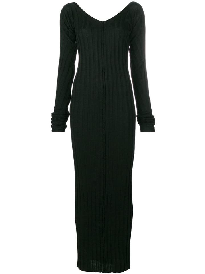 Andrea Ya'aqov Ribbed Knit Long Dress - Black