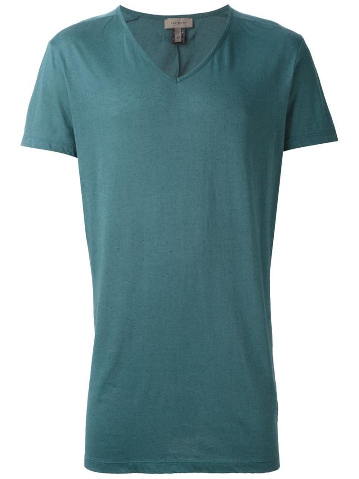 Tony Cohen V-neck T-shirt, Men's, Size: 50, Green, Viscose/linen/flax