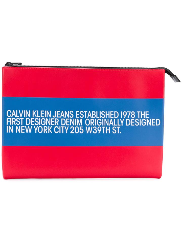Calvin Klein Jeans Est. 1978 Printed Stripe Pouch - Red