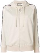 Gucci Cream Crystal Stripe Zipped Sweatshirt - Neutrals