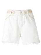 Ermanno Scervino - Distressed Denim Shorts - Women - Cotton/polyester - 40, White, Cotton/polyester
