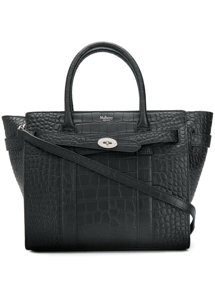 Mulberry Small Bayswater Crocodile Shoulder Bag - Black