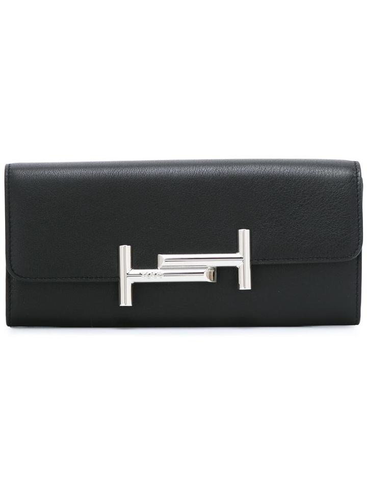 Tod's 'double T' Continental Purse, Women's, Black, Calf Leather
