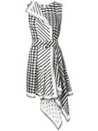 Monse Houndstooth Striped Asymmetric Dress - Black