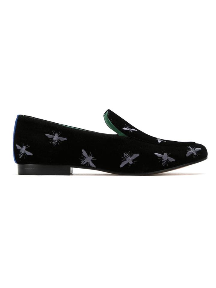 Blue Bird Shoes Boysh Bees Velvet Loafers - Black