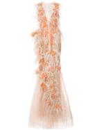Marchesa Ruffle Draped Tulle Gown - Nude & Neutrals