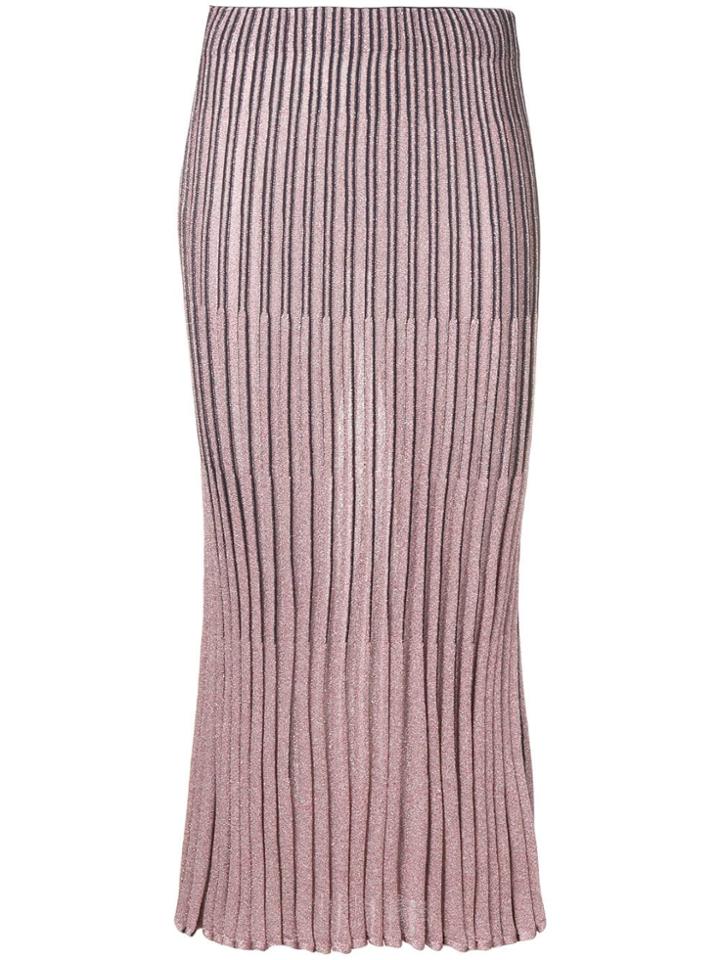 Cédric Charlier Sparkly Knit Striped Skirt - Pink