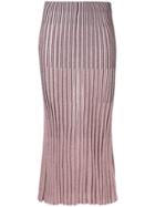 Cédric Charlier Sparkly Knit Striped Skirt - Pink