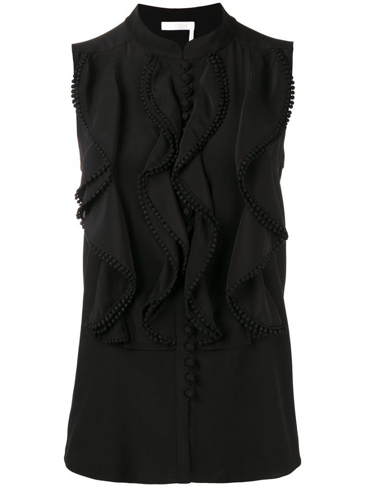 Chloé Bead Embroidered Blouse, Women's, Size: 40, Black, Silk/cotton