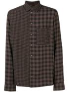 Qasimi Contrast Check Shirt - Brown