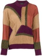 Roberto Collina Panelled Colour Block Jumper - Brown