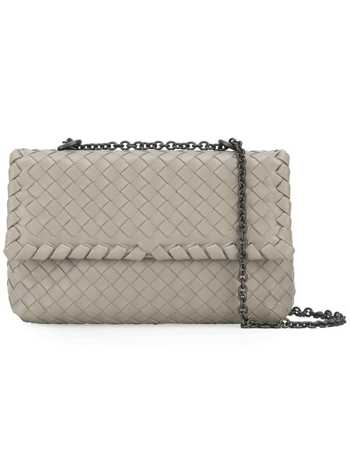Bottega Veneta Woven Shoulder Bag With Chain, Women's, Nude/neutrals, Leather