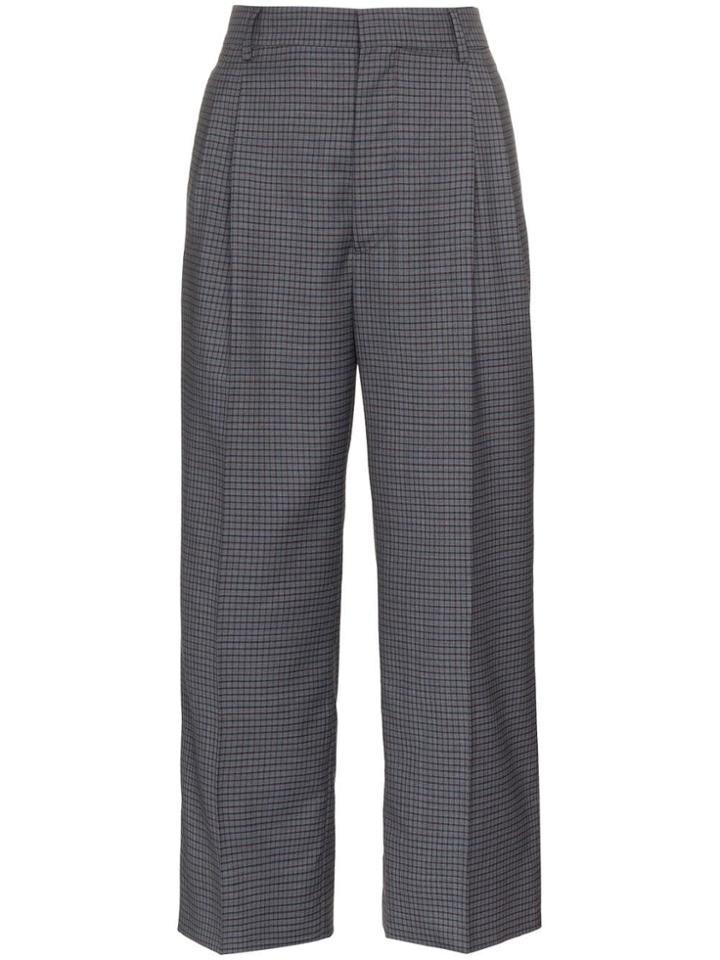 Miu Miu Check Wool Trousers - Grey