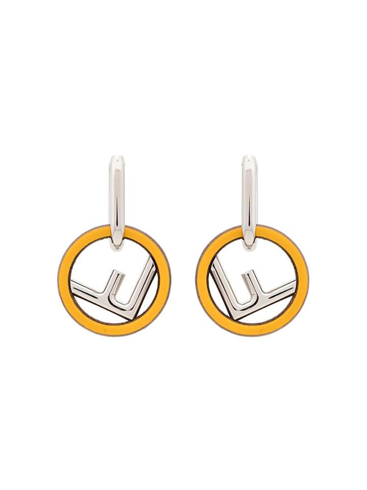 Fendi Logo Hoop Earrings - Yellow & Orange