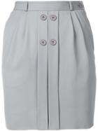 Valentino Vintage Button-detail Fitted Skirt - Grey