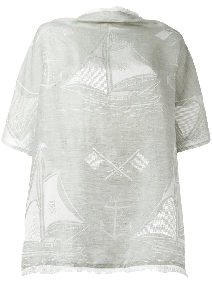 Loewe Nautical Pattern Blouse, Women's, Green, Silk/cotton/linen/flax