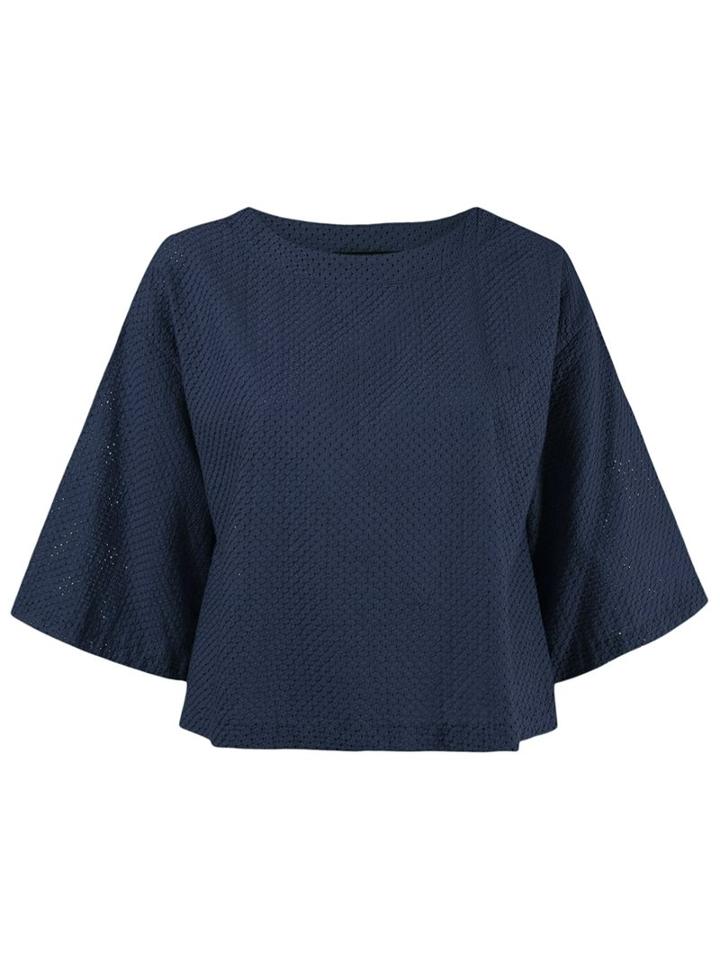 Andrea Bogosian Wide Sleeves Top, Women's, Size: G, Blue, Cotton