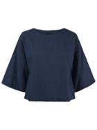 Andrea Bogosian Wide Sleeves Top, Women's, Size: G, Blue, Cotton