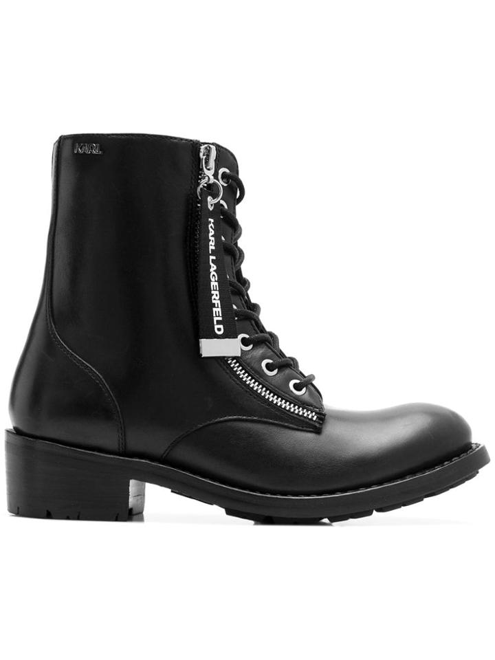 Karl Lagerfeld Biker Hi Lace Boots - Black