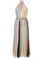 M Missoni Striped Flared Midi Dress - Pink & Purple