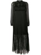 Mcq Alexander Mcqueen Lace Panel Pleated Dress - Black