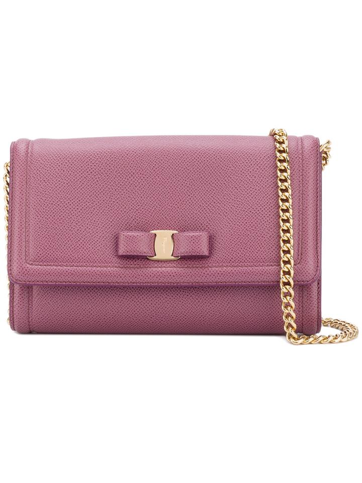 Salvatore Ferragamo Vara Flap Bag - Pink & Purple