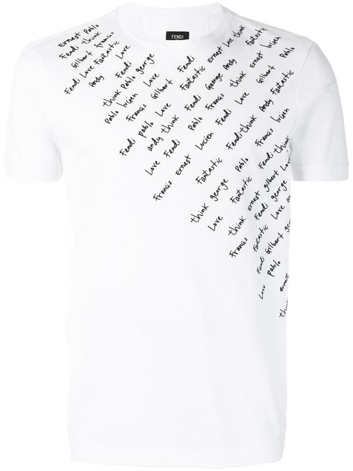 Fendi Logo Printed T-shirt - White