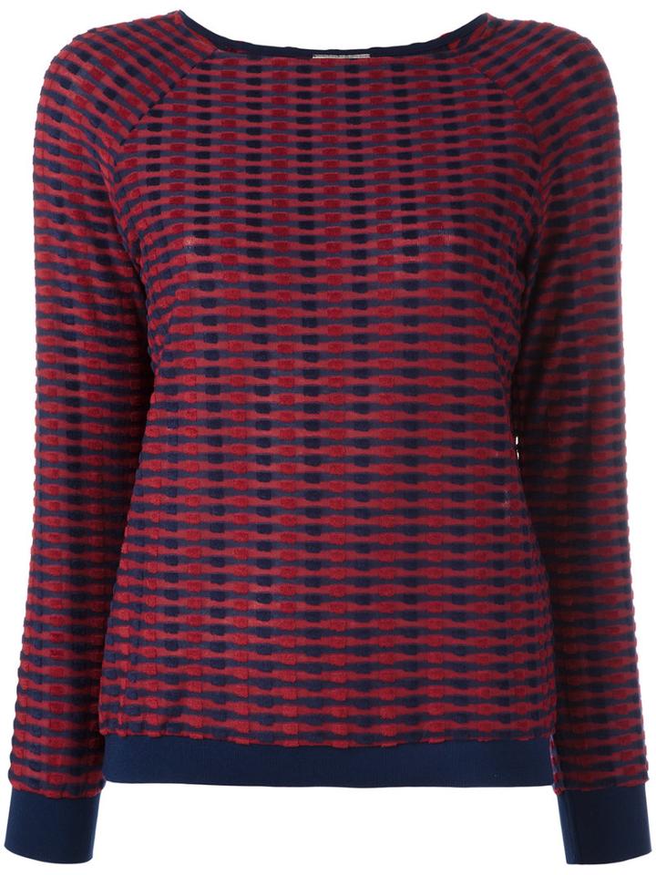 Armani Collezioni Textured Blouse, Women's, Size: 48, Red, Cotton/polyester