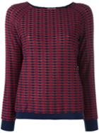 Armani Collezioni Textured Blouse, Women's, Size: 48, Red, Cotton/polyester