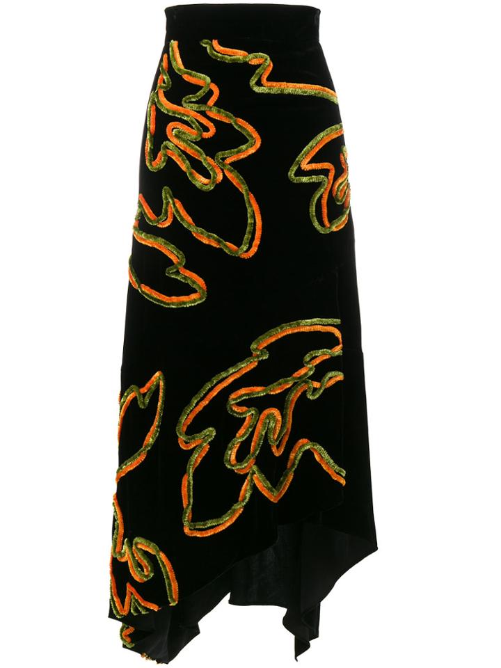 Peter Pilotto Floral Asymmetric Velvet Skirt - Black
