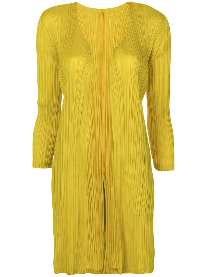 Pleats Please By Issey Miyake Long Pleated Jacket - Yellow & Orange
