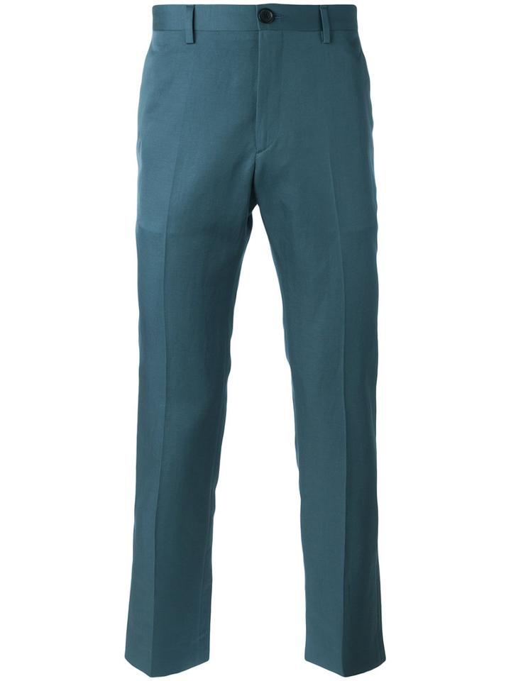 Ps By Paul Smith Tailored Trousers, Men's, Size: 36, Green, Cotton/linen/flax