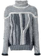 Oneonone Knit Patchwork Turtleneck Jumper - Grey