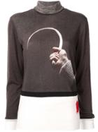 Undercover Contrast Printed Roll Neck Jumper - Black