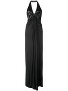 Galvan Long Sequin Drape Dress - Black