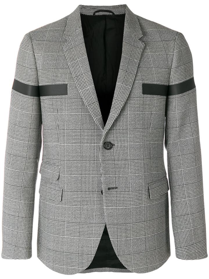 Neil Barrett Plaid Stripe Sleeve Blazer - Black