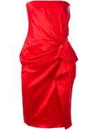 Lanvin Bow Detail Strapless Dress, Women's, Size: 34, Red, Silk/linen/flax/cupro/spandex/elastane