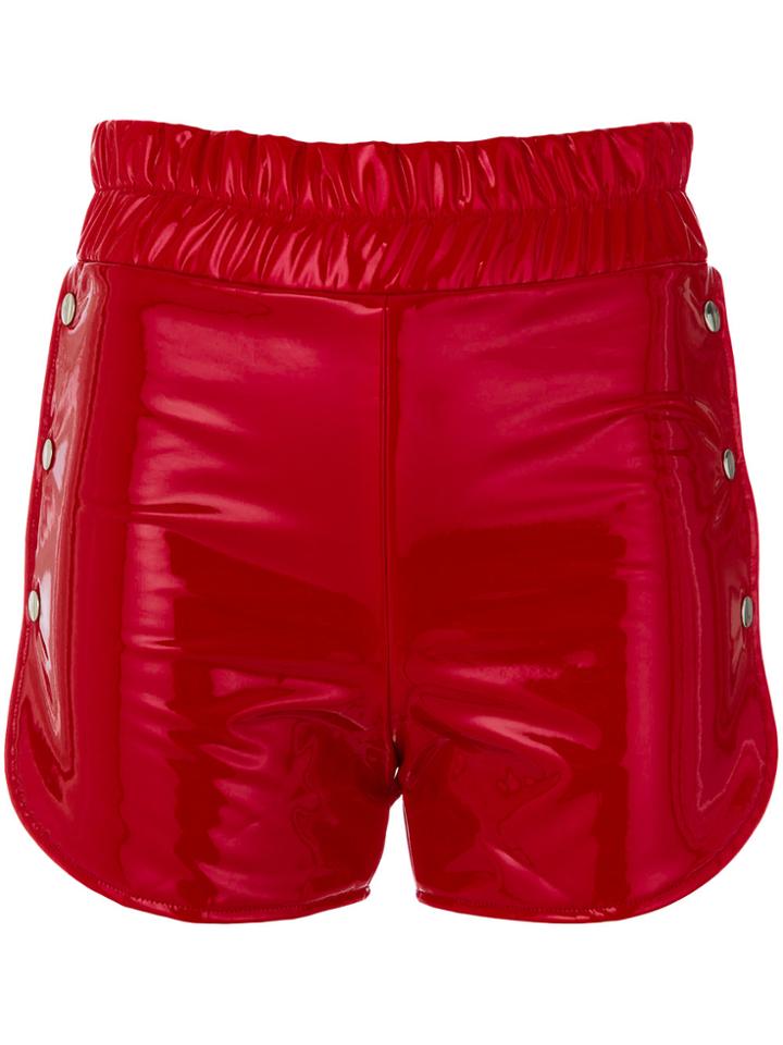 Danielle Guizio Proserpine Patent Shorts - Red