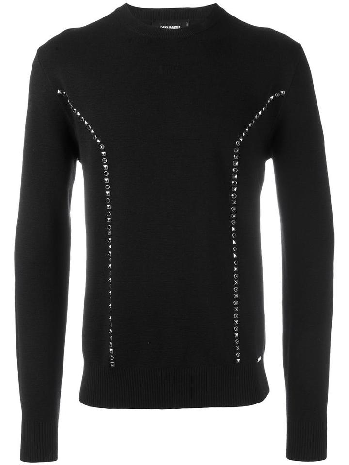 Dsquared2 Studded Crew Neck Jumper, Men's, Size: Medium, Black, Wool