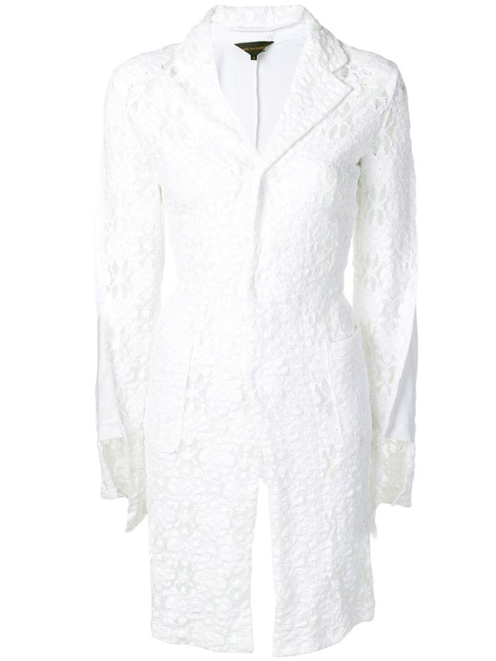 Comme Des Garçons Lace Panel Asymmetric Coat - White